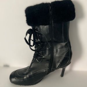 Spring black mid calf boots in 41 (US 10)